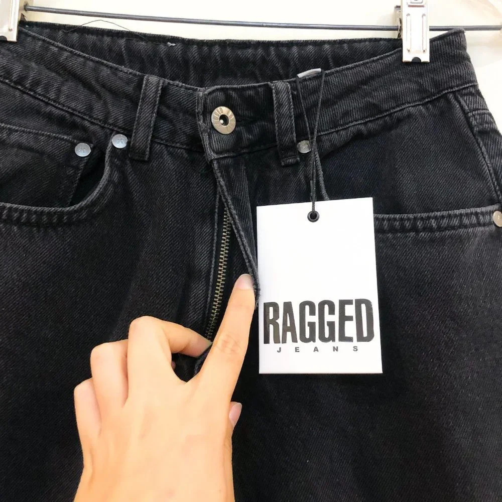 NEW The Ragged Priest 100% Cotton 3 Panel Ombre Mom Fray Denim Jeans - Picture 6 of 9